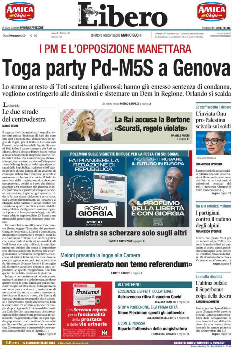 Portada de Libero (Italia)