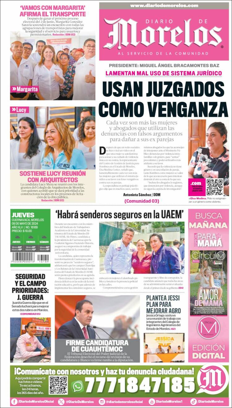 Portada de Diario de Morelos (M&eacute;xico)