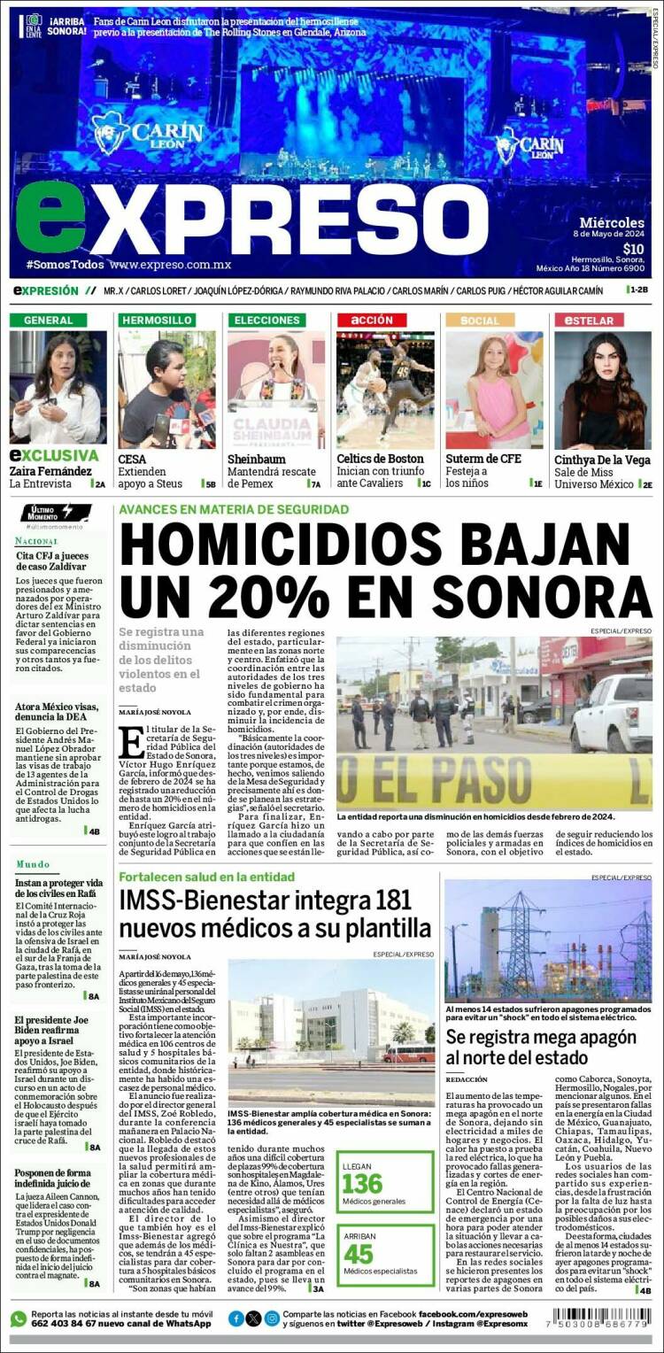 Portada de Expreso (M&eacute;xico)