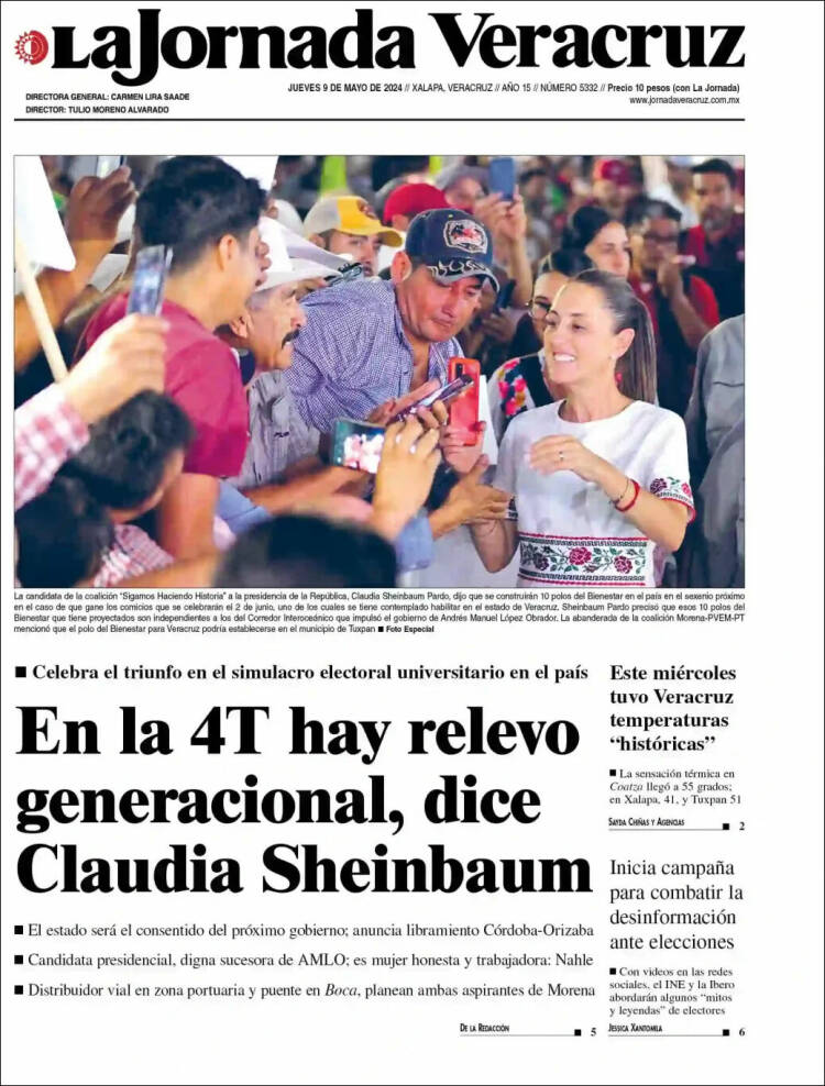 Portada de La Jornada Veracruz (M&eacute;xico)