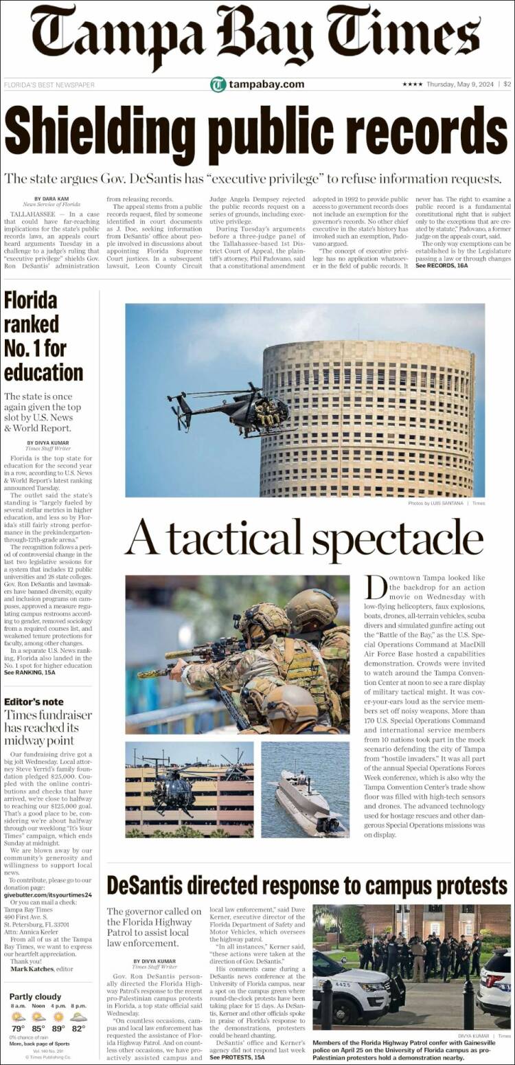 Portada de Tampa Bay Times (USA)