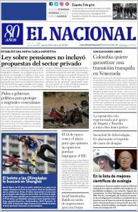 Portada de El Nacional (Venezuela)