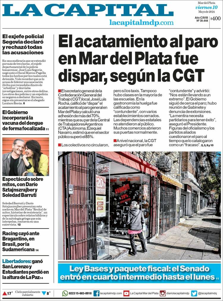 Portada de Diario La Capital - Mar del Plata (Argentina)