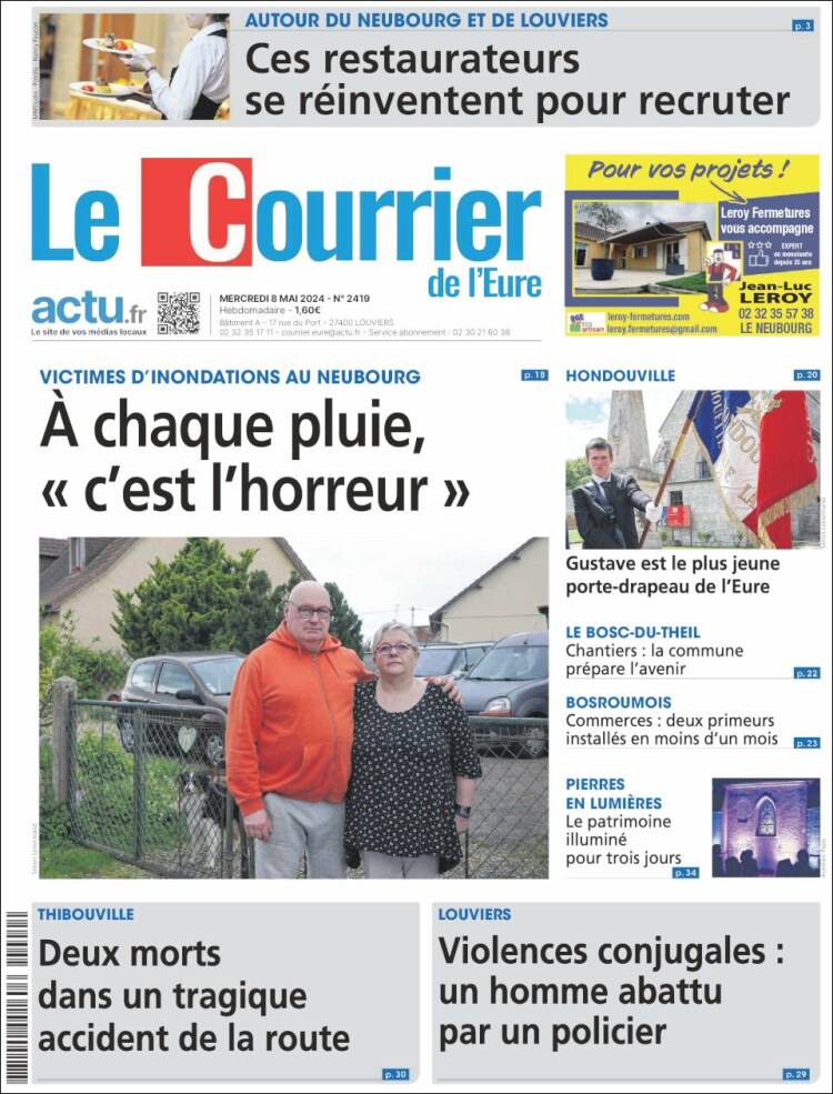 Portada de Le Courrier de l'Ouest (Francia)