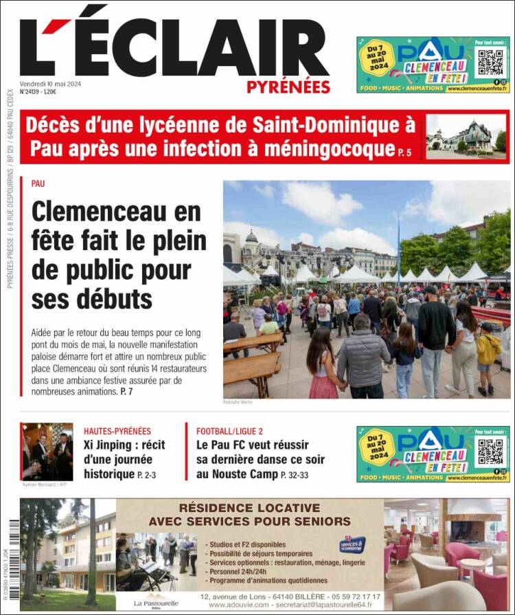 Portada de L'Eclair des Pyrénées (Francia)