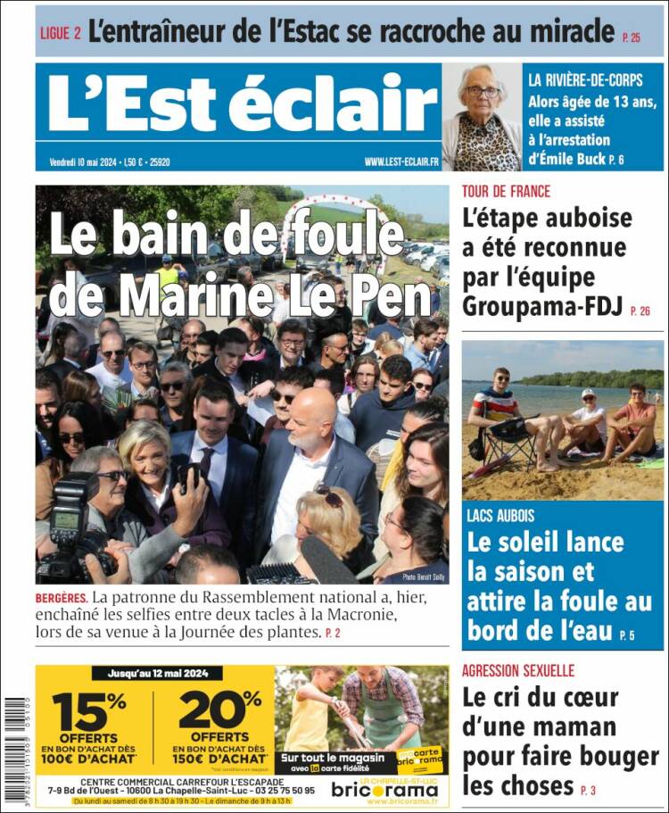 Portada de L'Est Eclair (Francia)