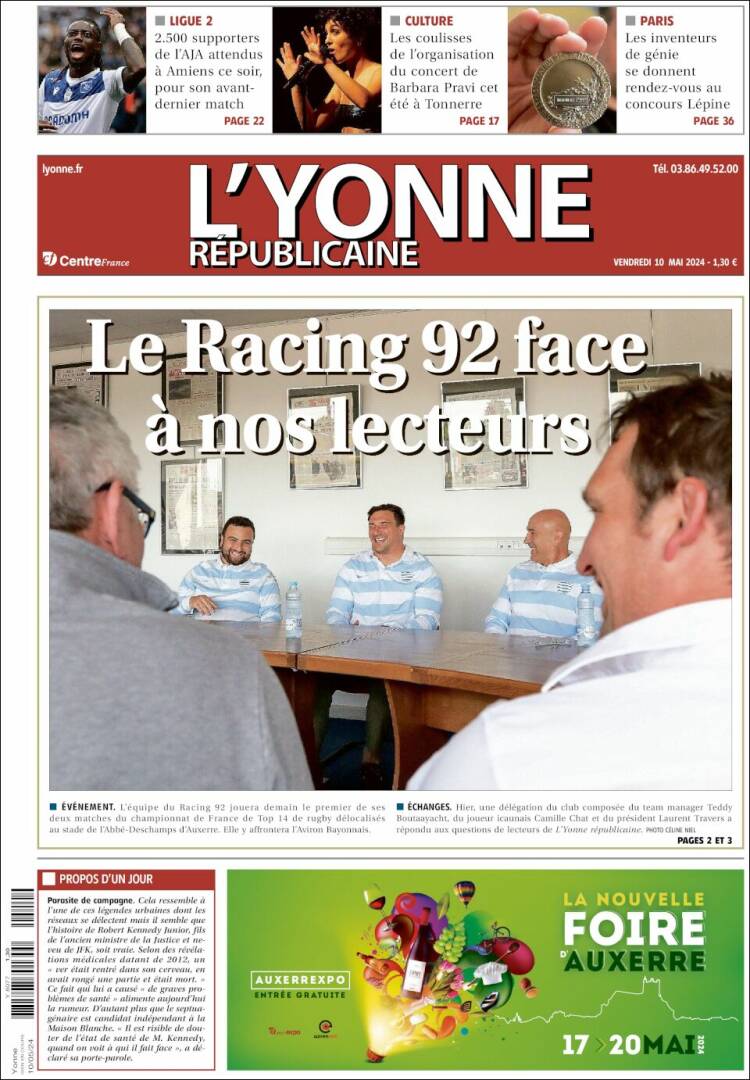 Portada de L'Yonne-Républicaine (Francia)