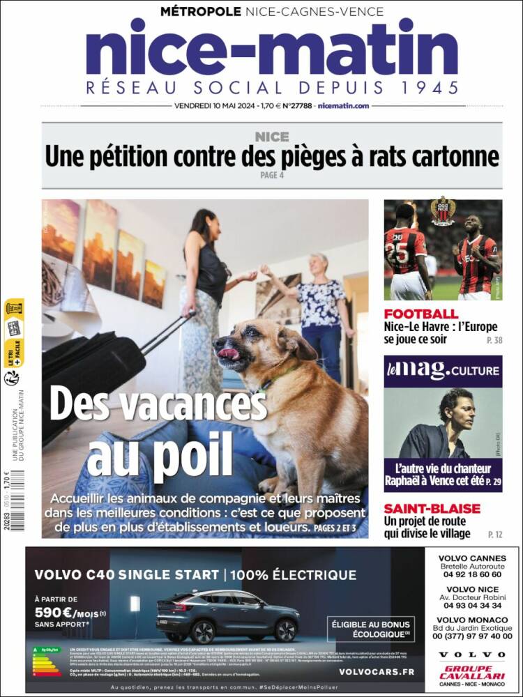 Portada de Nice-Matin (Francia)