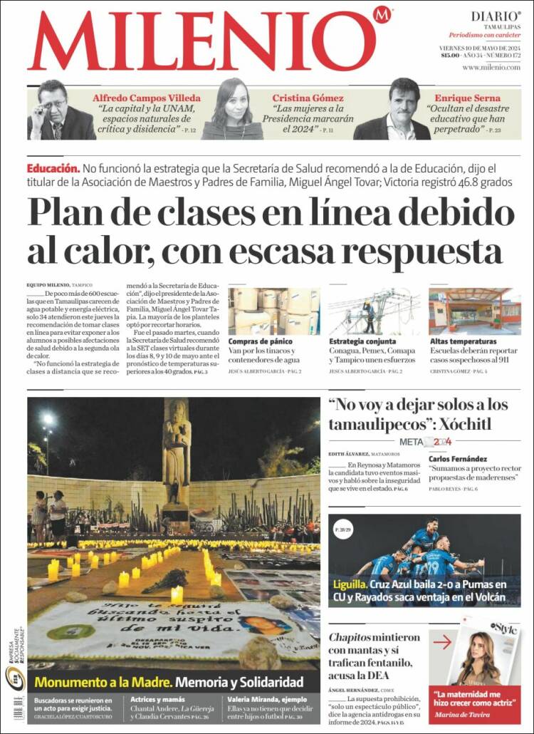 Portada de Milenio - Tamaulipas (México)