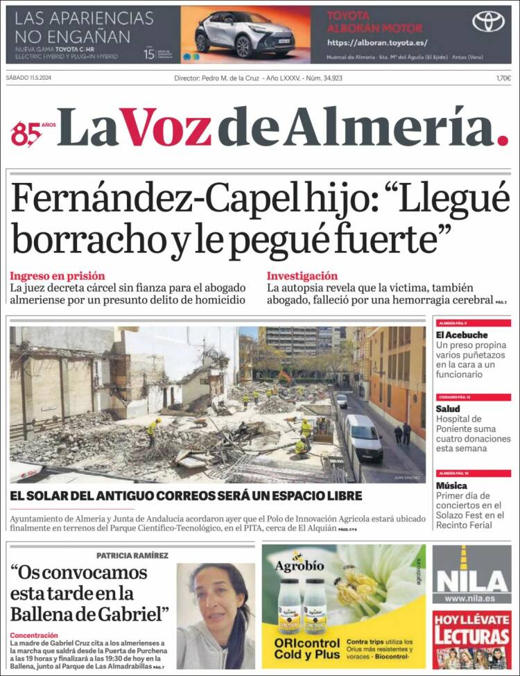 Portada de La Voz de Almería (España)