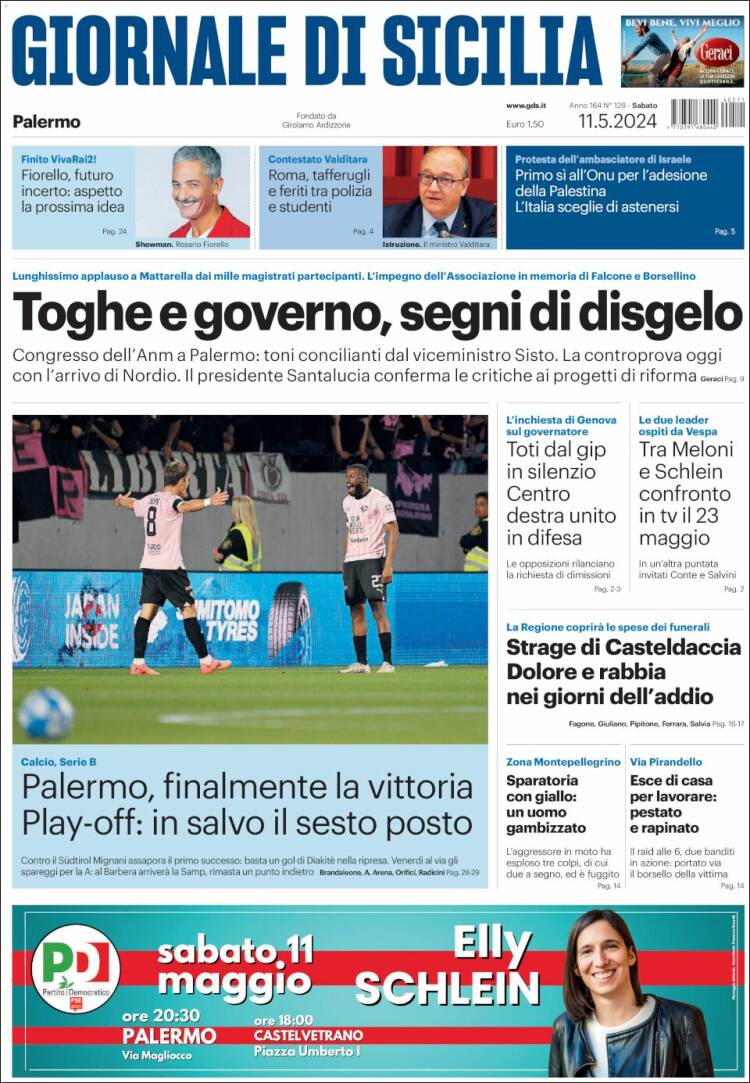 Portada de Giornale di Sicilia (Italia)