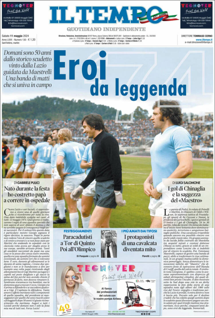 Portada de Il Tempo (Italia)