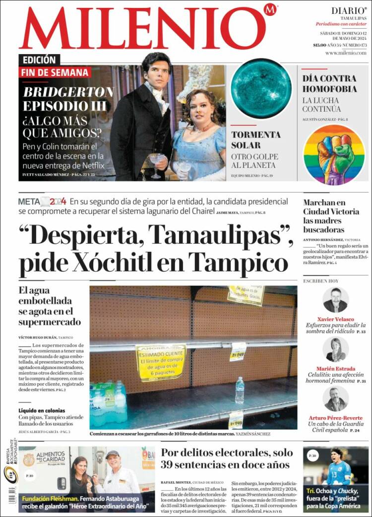 Portada de Milenio - Tamaulipas (México)