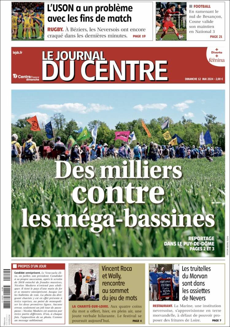 Portada de Le Journal du Centre (Francia)