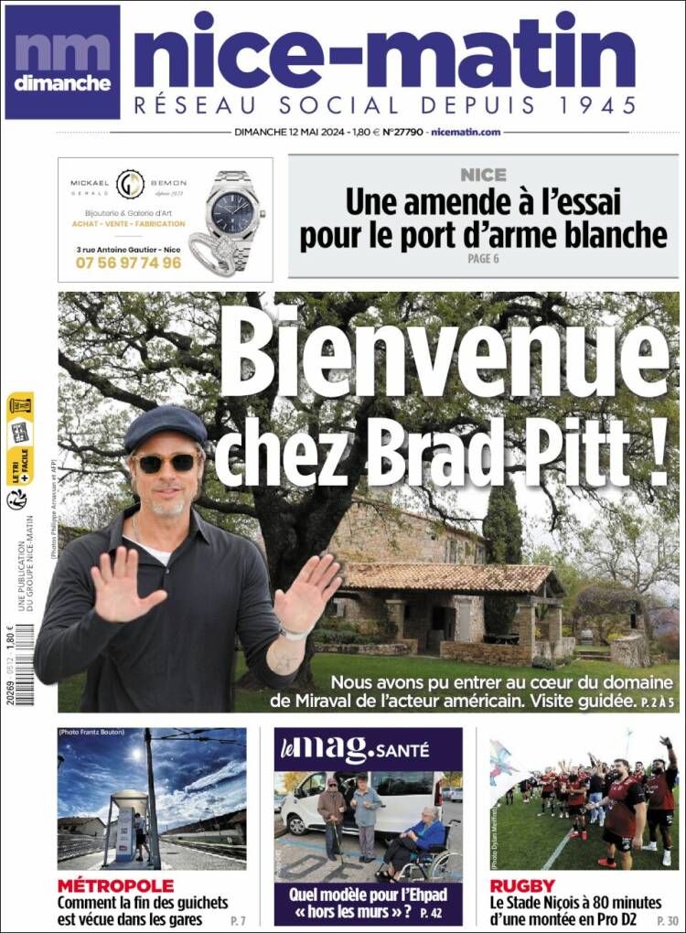 Portada de Nice-Matin (Francia)