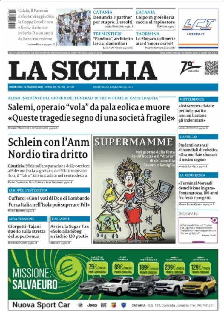 Portada de La Sicilia (Italia)