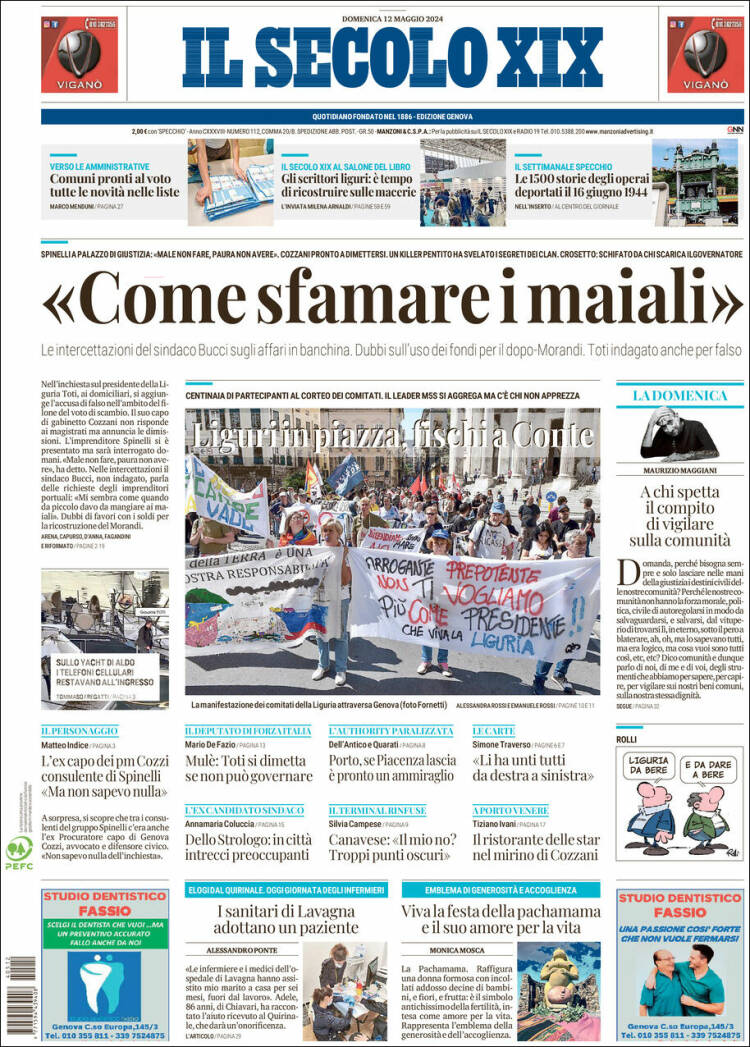 Portada de Il Secolo XIX (Italia)