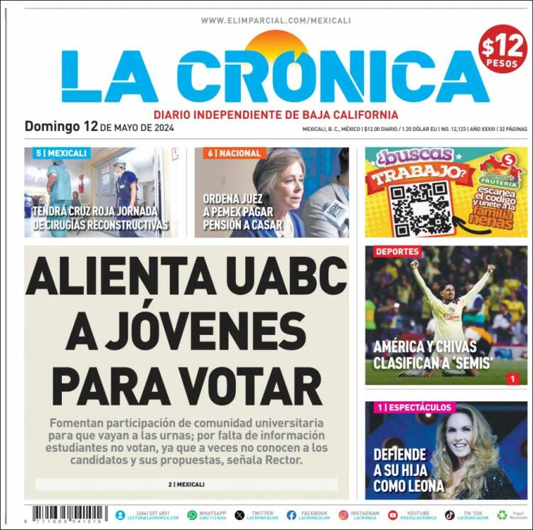 Portada de La Crónica de Baja California (México)