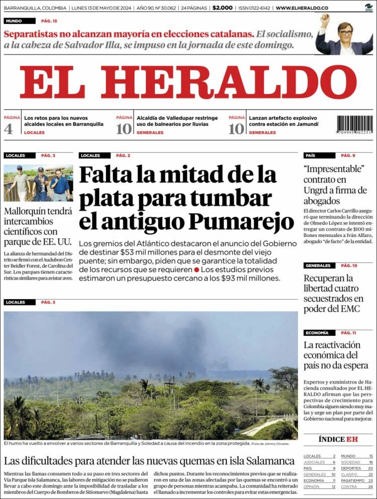 Portada de El Heraldo (Colombia)