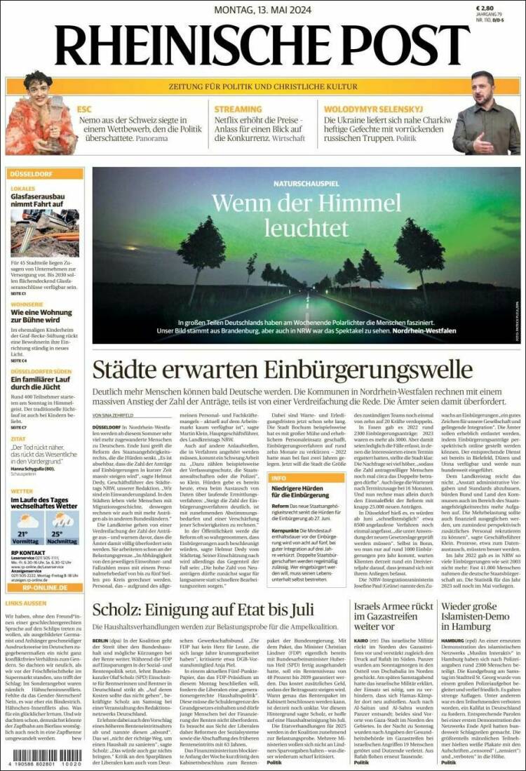 Portada de Rheinische Post (Alemania)