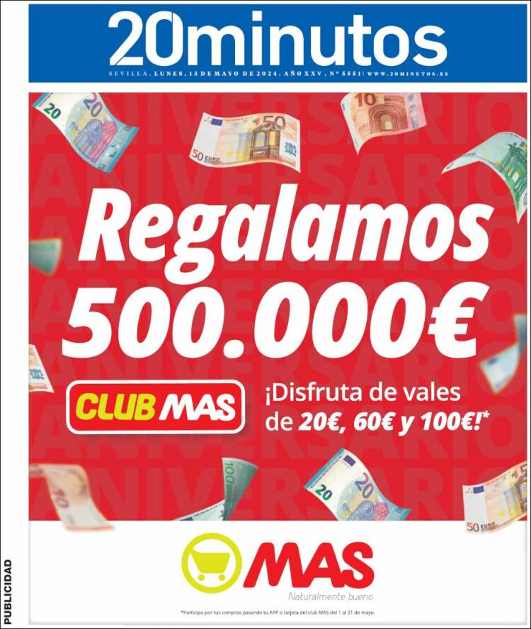 Portada de 20 Minutos - Sevilla (Espa&ntilde;a)