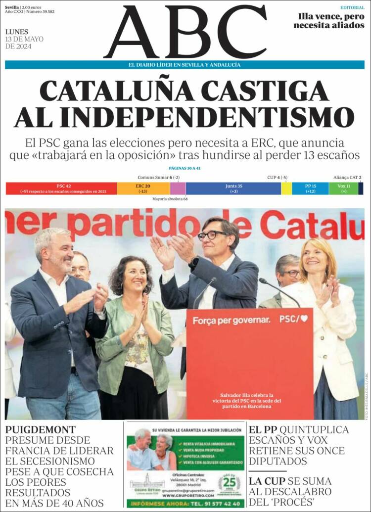 Portada de ABC - Sevilla (Espa&ntilde;a)