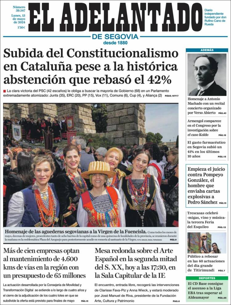 Portada de El Adelantado de Segovia (Espa&ntilde;a)