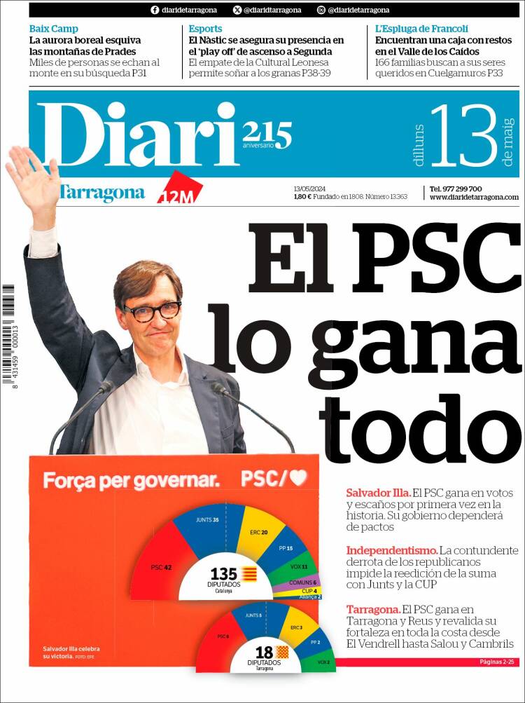 Portada de Diari de Tarragona (Espa&ntilde;a)