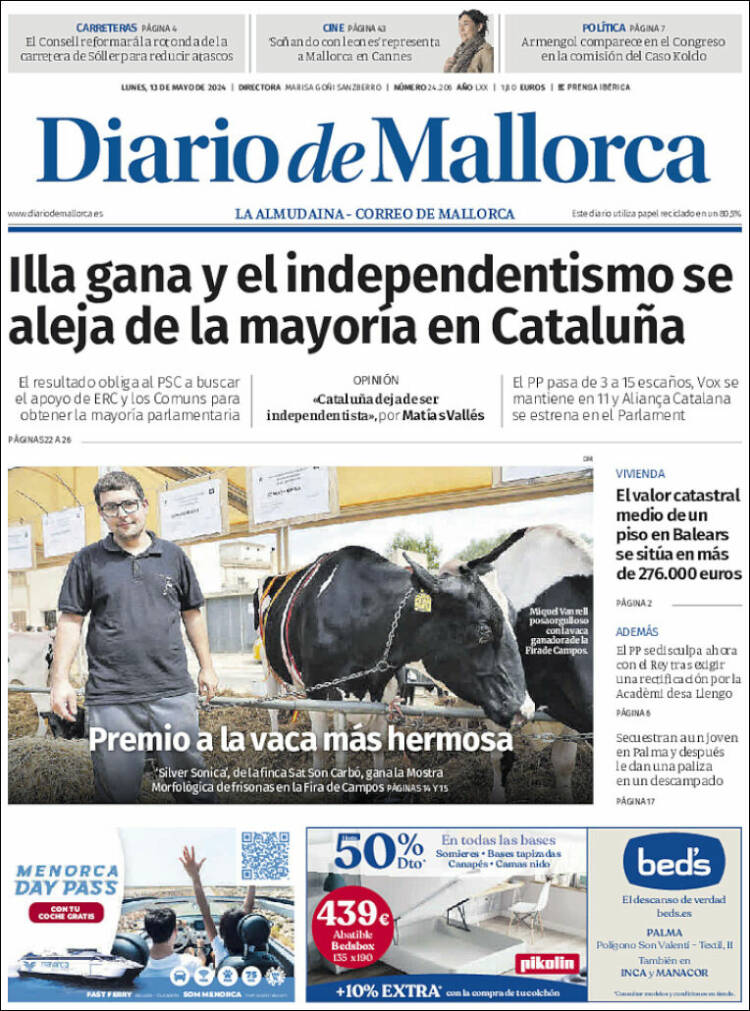 Portada de Diario de Mallorca (Espa&ntilde;a)
