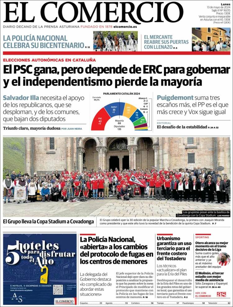Portada de El Comercio - Gijón (Espa&ntilde;a)