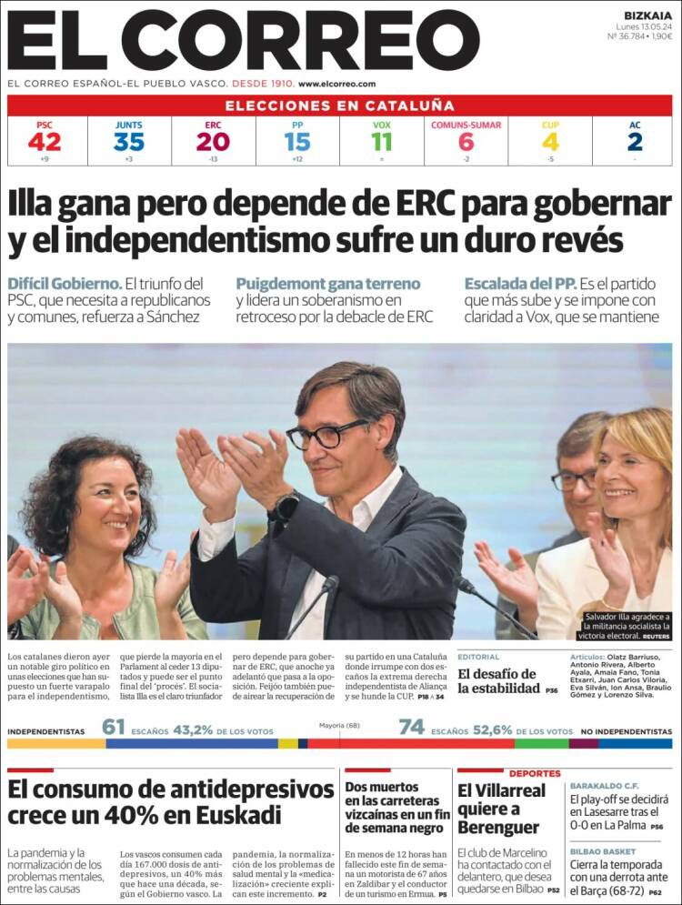 Portada de El Correo (Espa&ntilde;a)