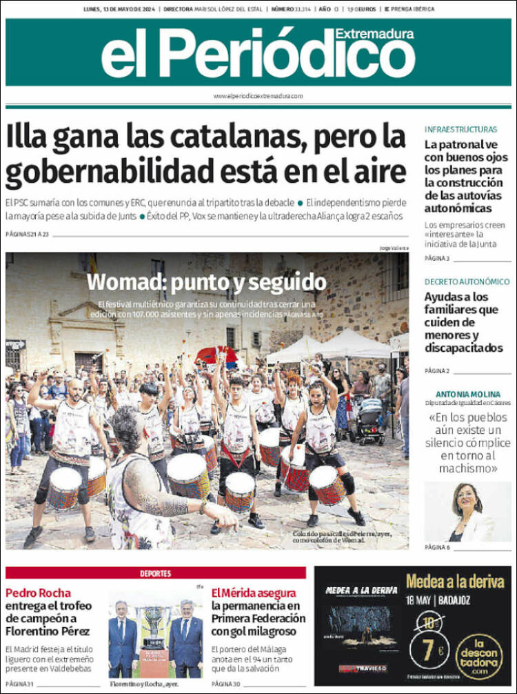 Portada de El Periódico de Extremadura (Espa&ntilde;a)