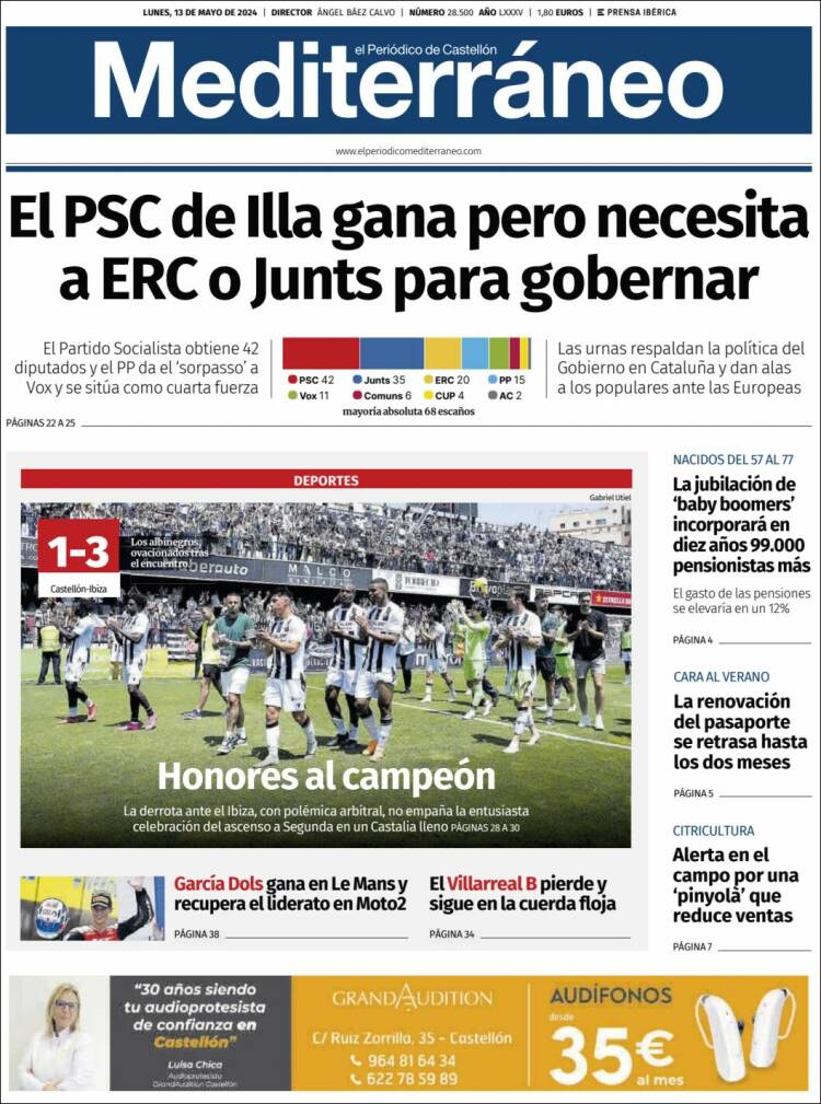 Portada de El Periódico Mediterraneo (Espa&ntilde;a)