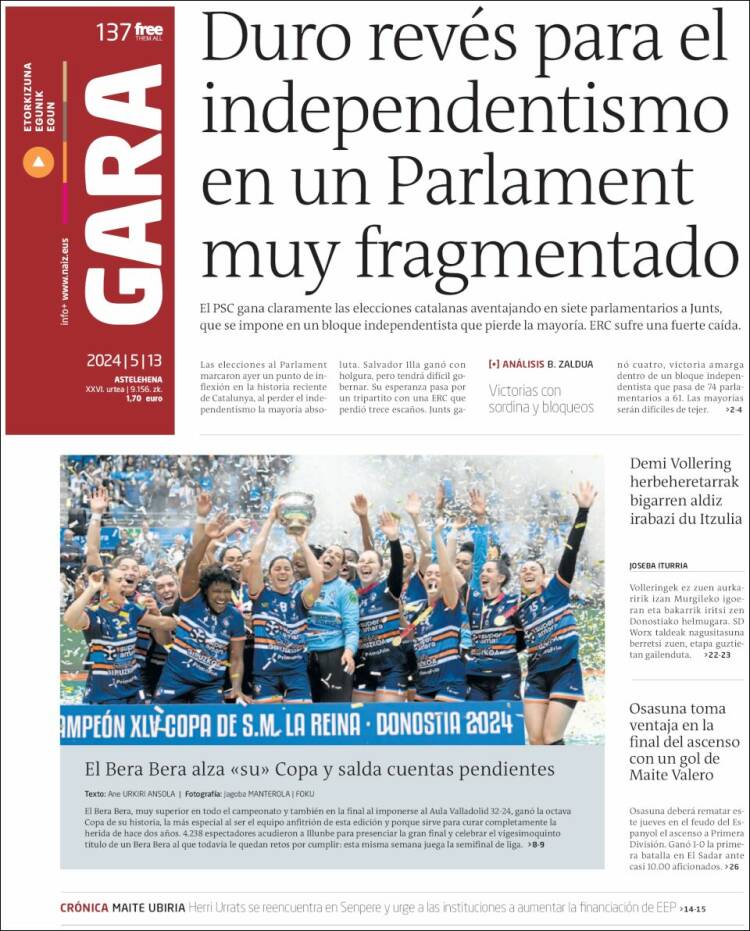 Portada de Gara (Espa&ntilde;a)
