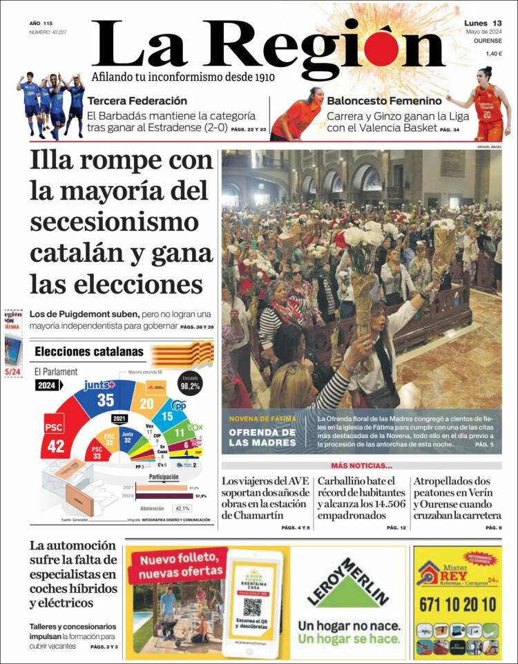 Portada de La Región de Ourense (Espa&ntilde;a)