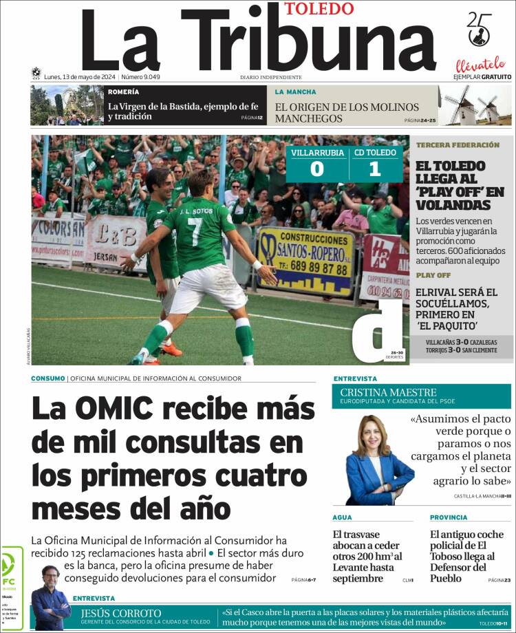 Portada de La Tribuna de Toledo (Espa&ntilde;a)