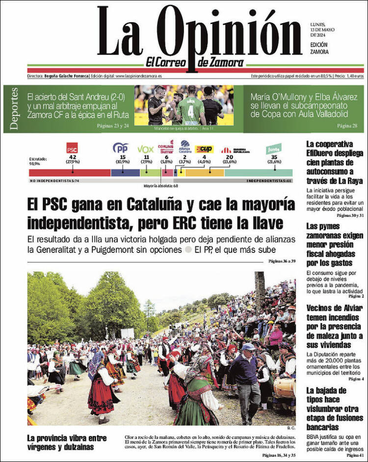 Portada de La Opinión - El Correo de Zamora (Espa&ntilde;a)