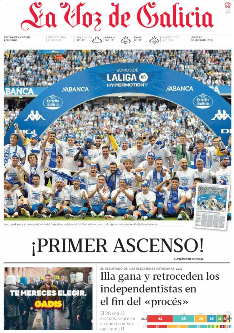 Portada de La Voz de Galicia (Espa&ntilde;a)