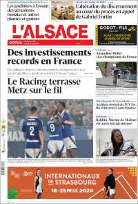 Portada de Journal L'Alsace (Francia)