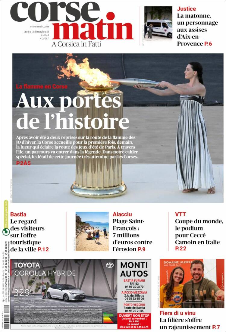 Portada de Corse-Matin (Francia)
