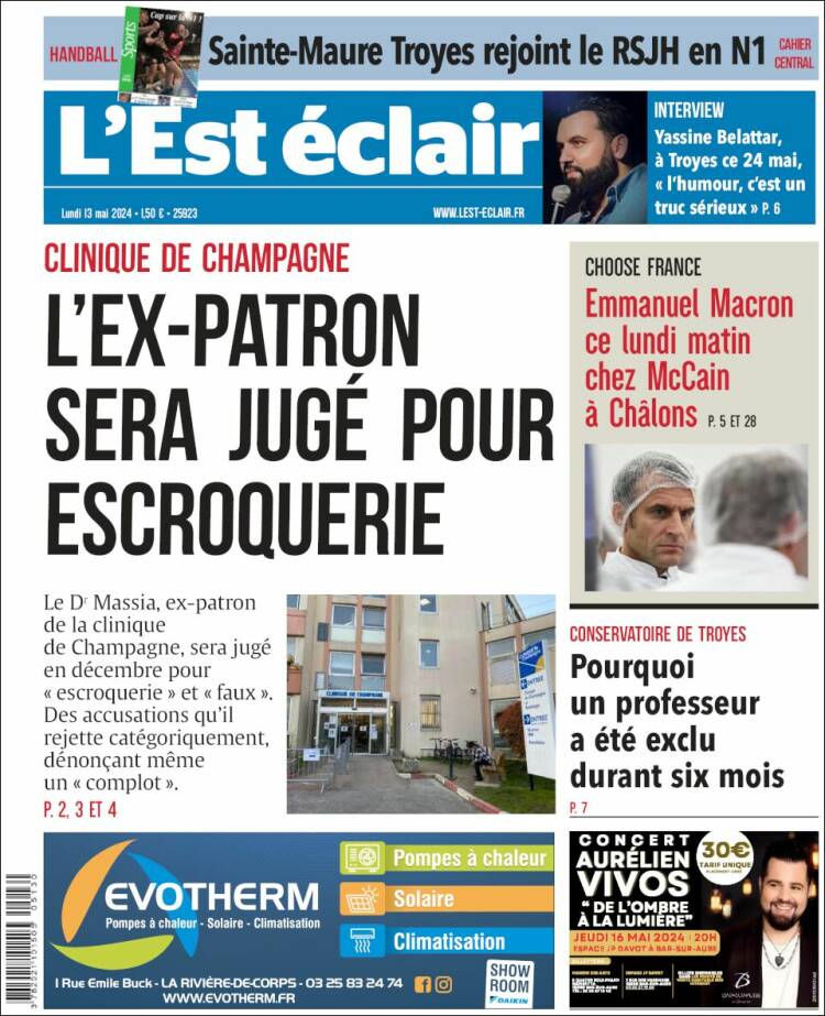 Portada de L'Est Eclair (Francia)