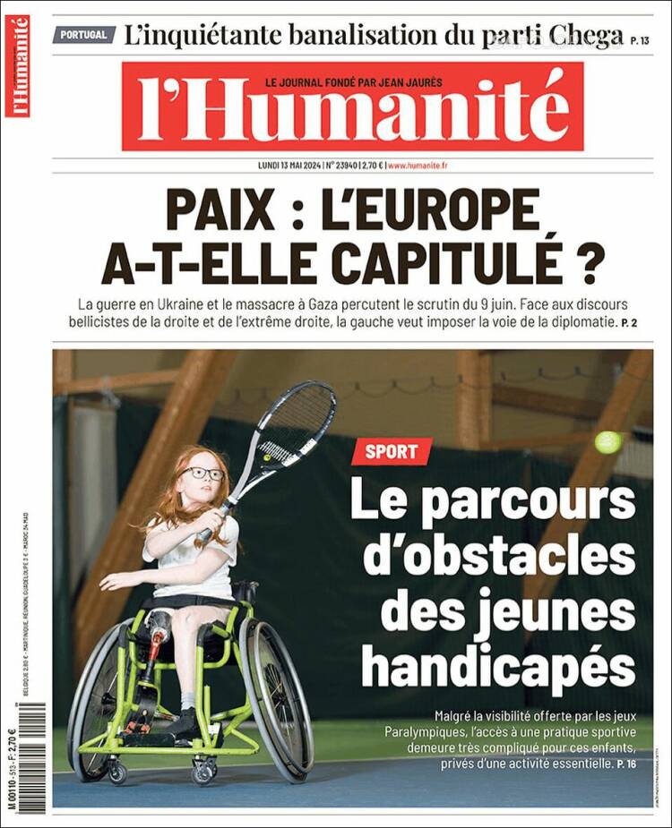 Portada de l'Humanite (Francia)