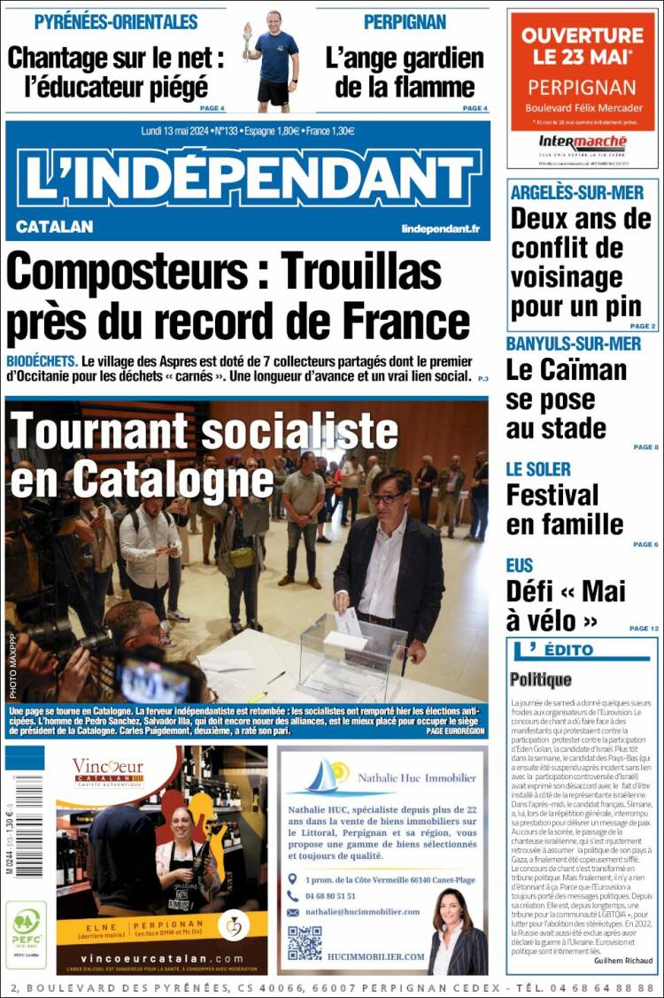 Portada de Le Indépendant (Francia)