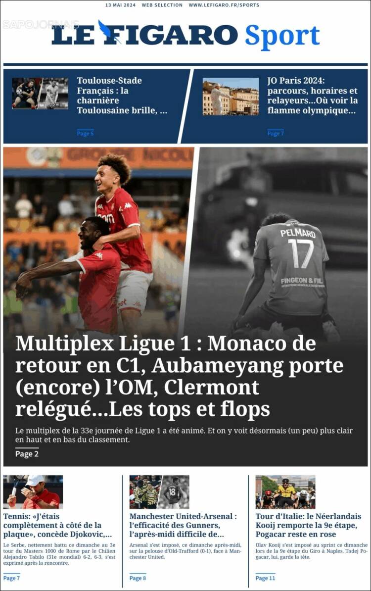 Portada de Le Figaro Sport (Francia)