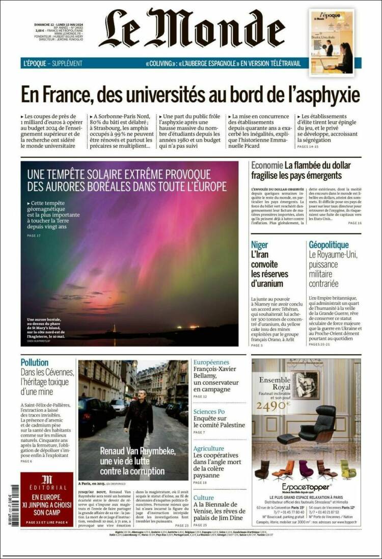 Portada de Le Monde (Francia)