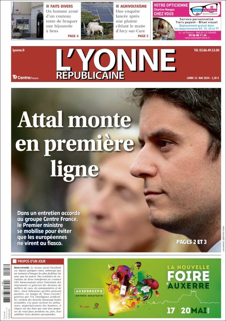 Portada de L'Yonne-Républicaine (Francia)