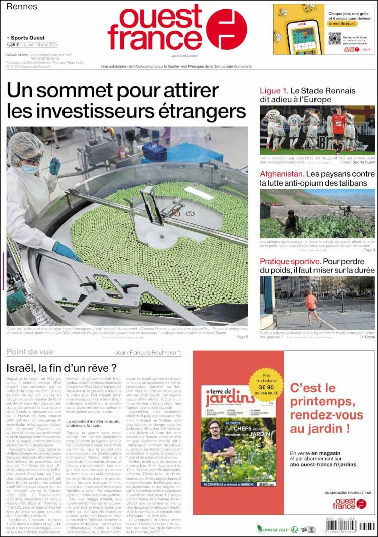 Portada de Ouest France (Francia)