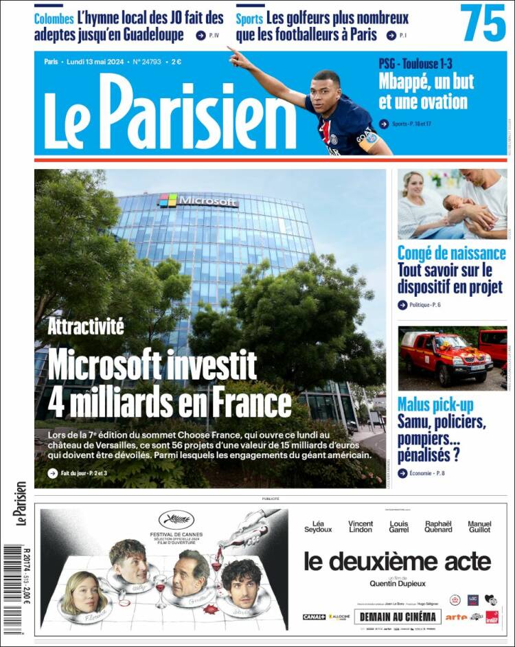 Portada de Le Parisien (Francia)