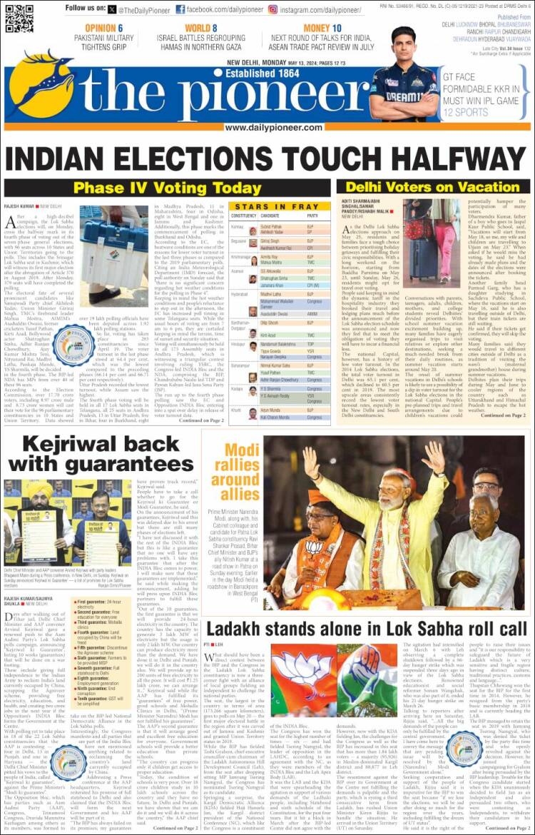 Portada de The Pioneer (India)