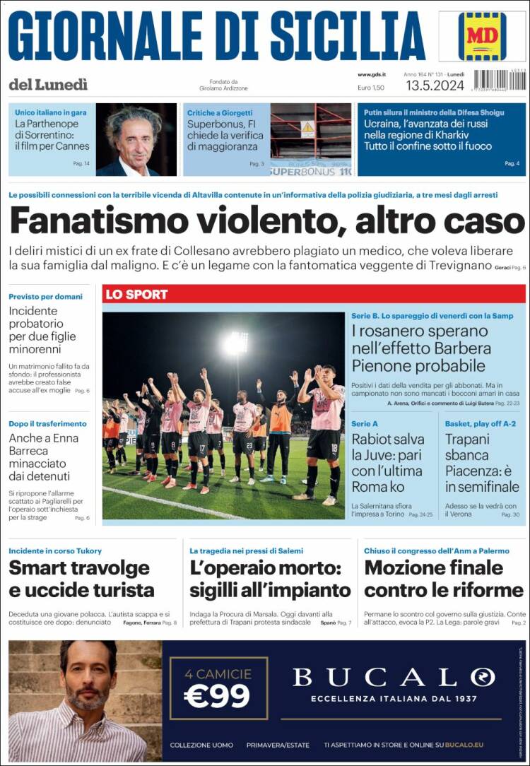 Portada de Giornale di Sicilia (Italia)